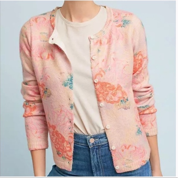 Anthropologie Postmark Devon Floral Printed Cardigan - Picture 2 of 14